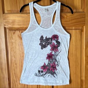 Modern Outlaw Skull & Flower Racerback Tank